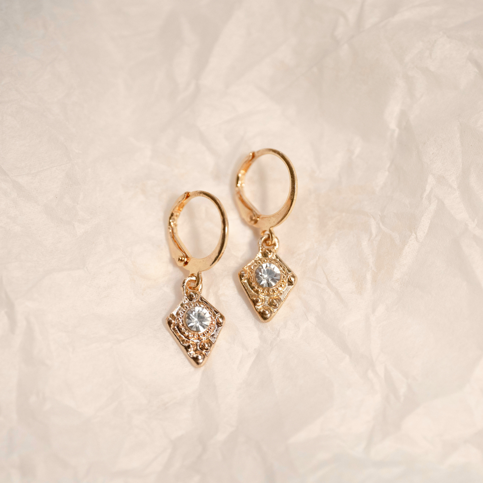 Mini diamond hoop earrings
