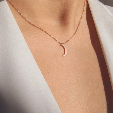 Rose gold half moon necklace