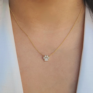 Diamond paw print necklace