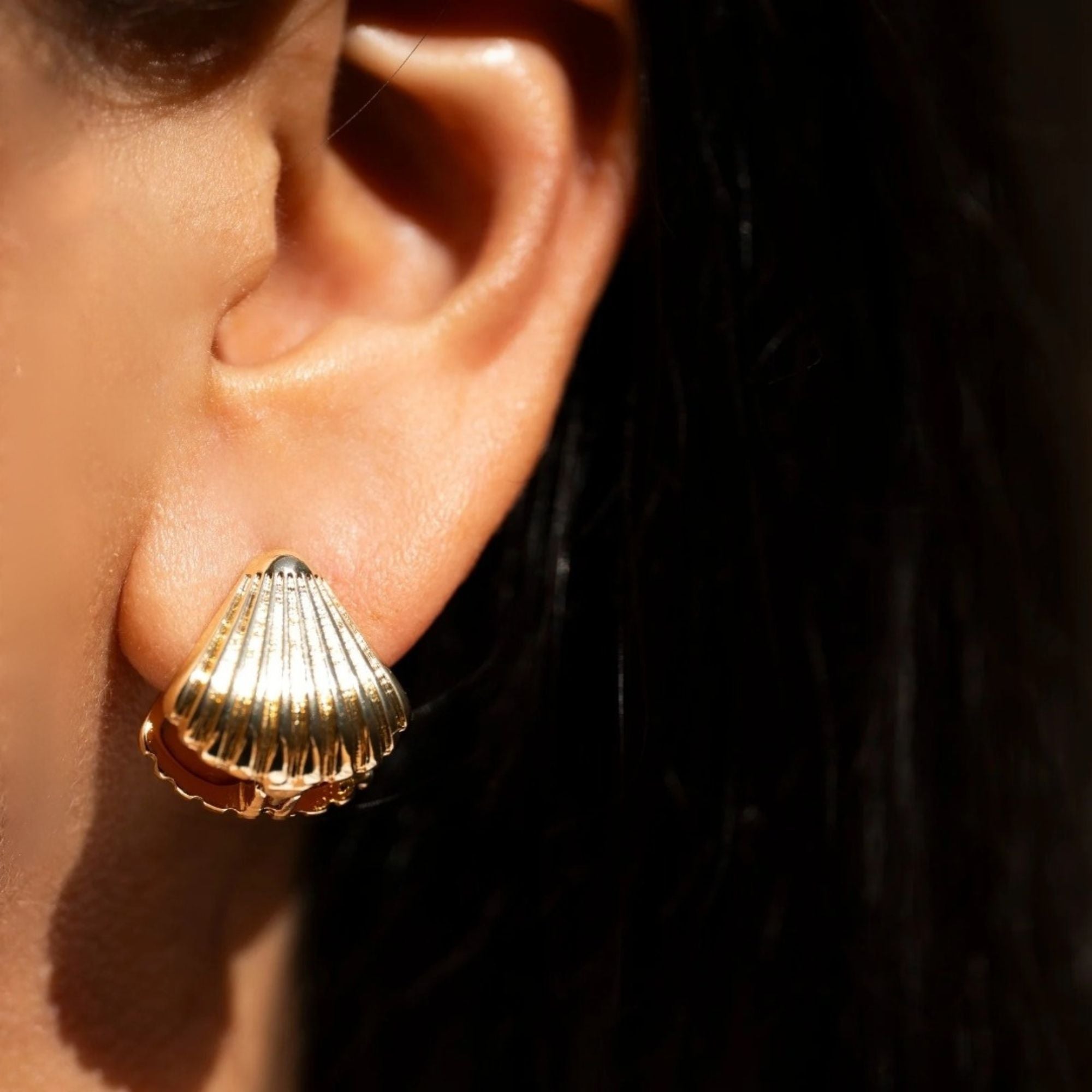 Gold seashell earrings