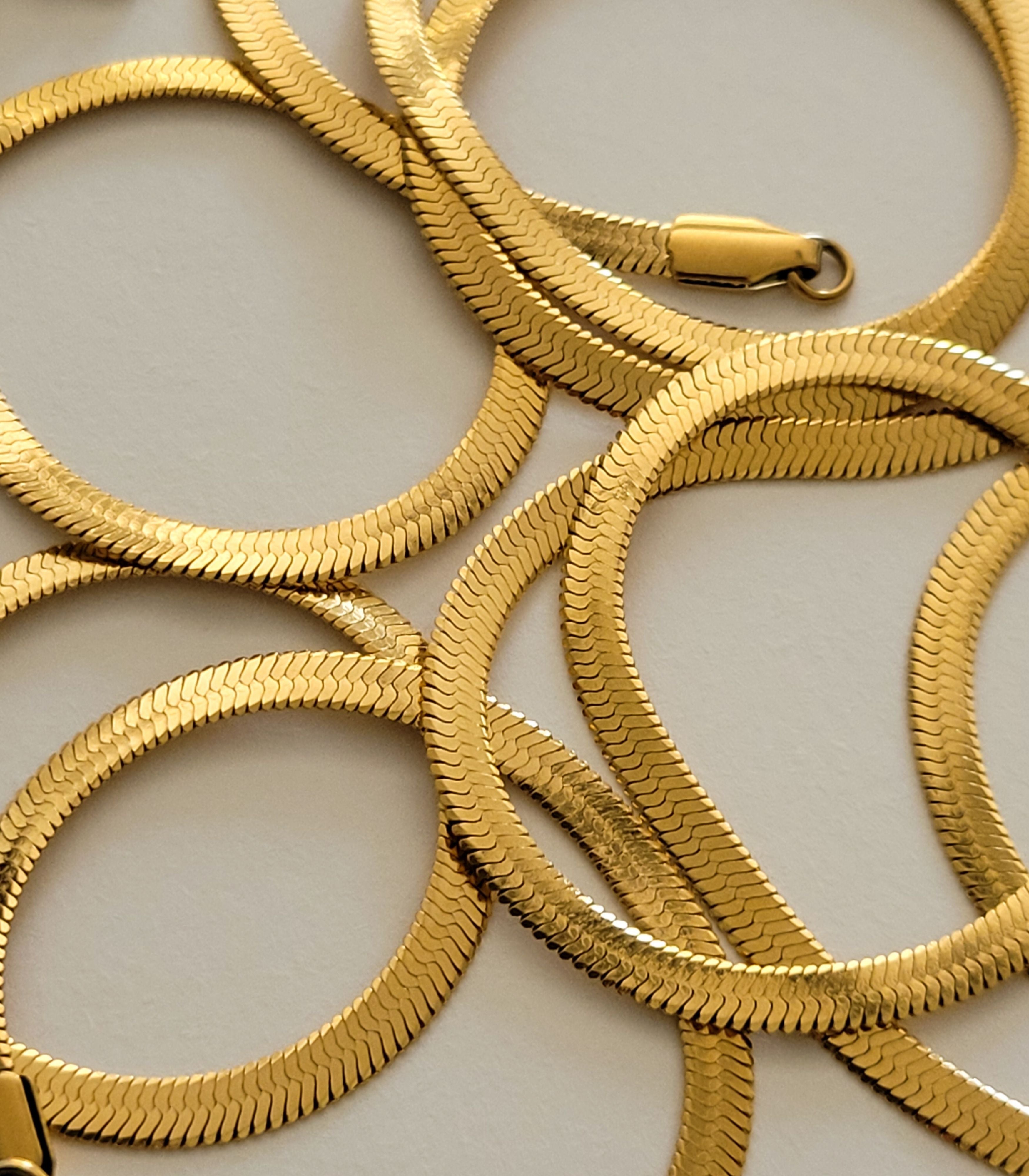 Gold flat snake chain bundle