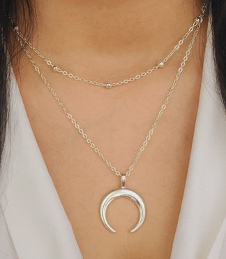 Solar eclipse moon necklace