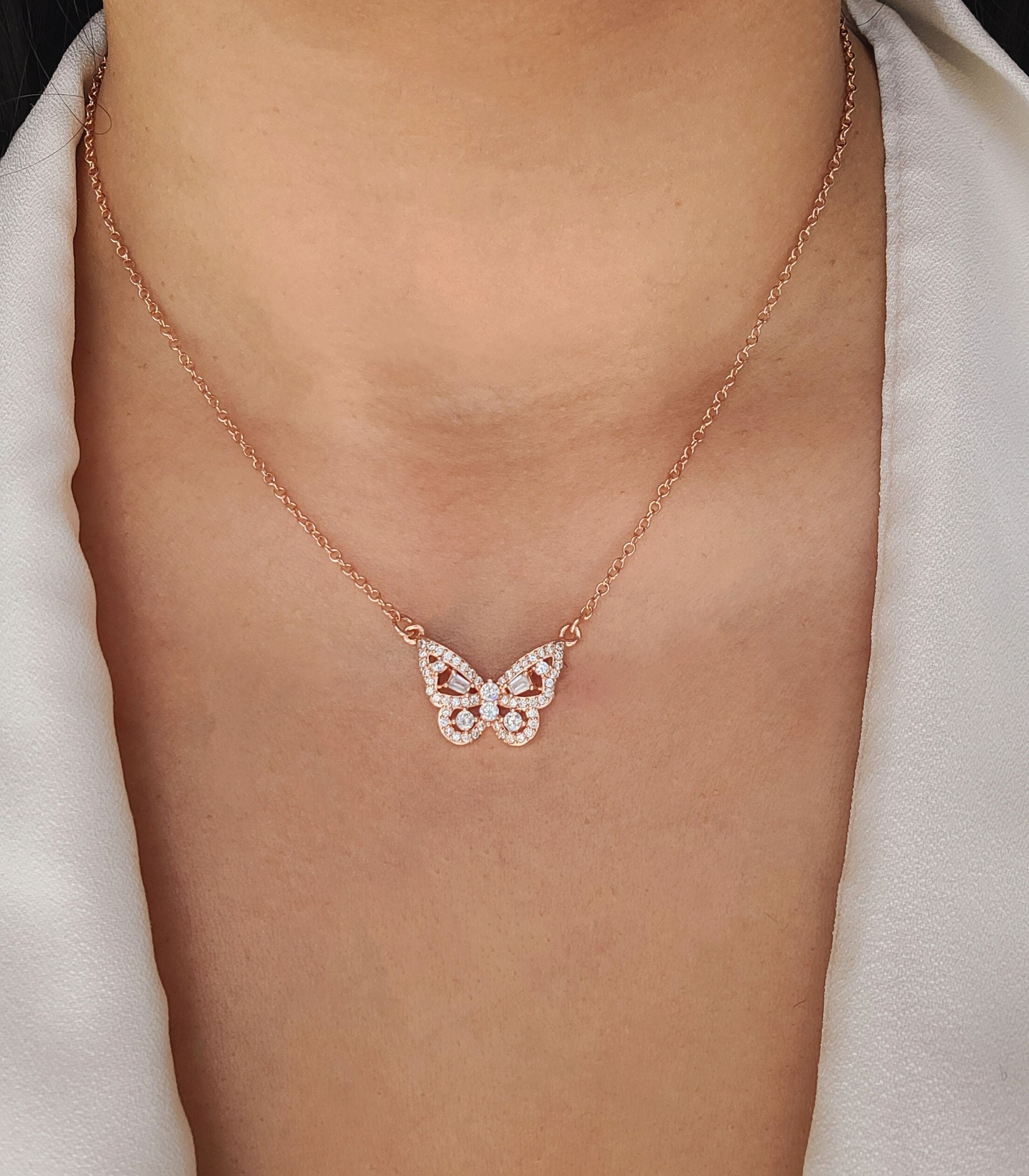 Rose gold butterfly necklace