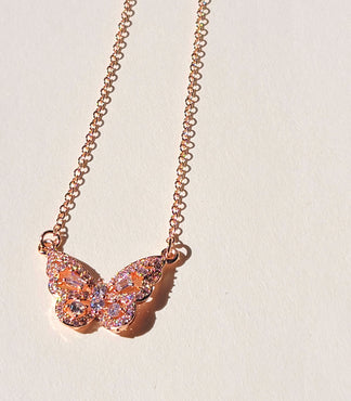 Rose gold butterfly necklace