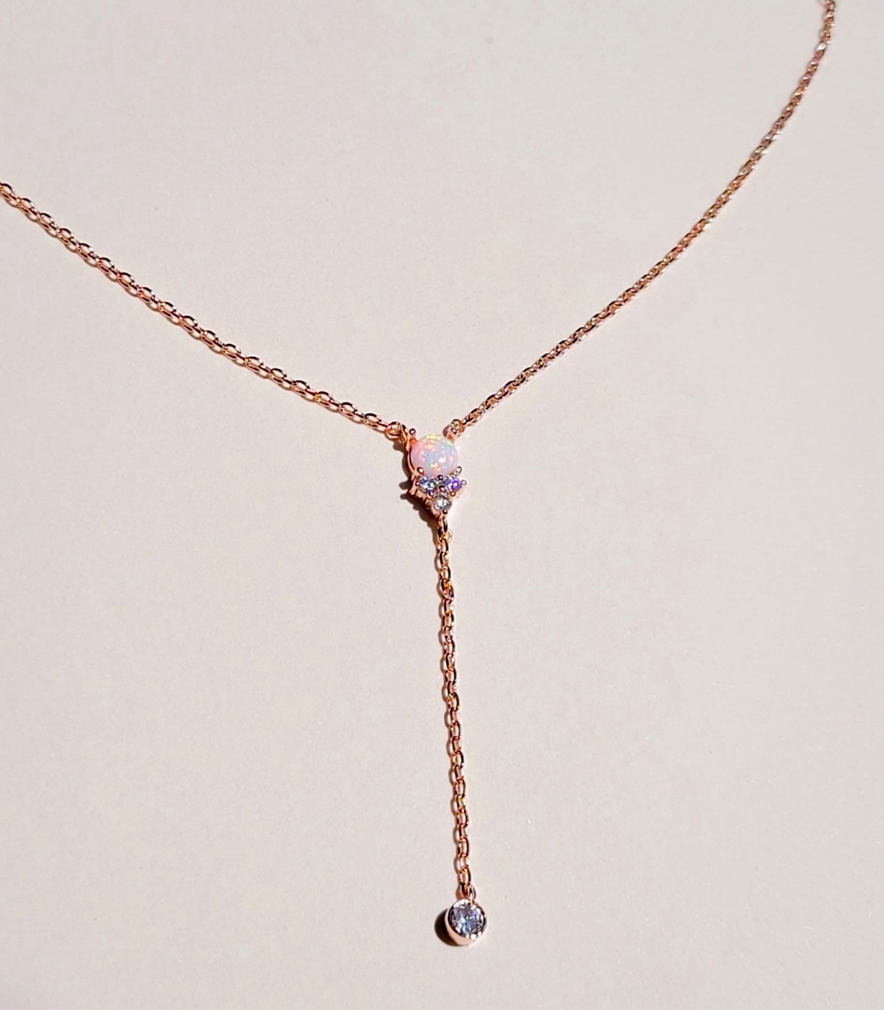Rose gold Y necklace