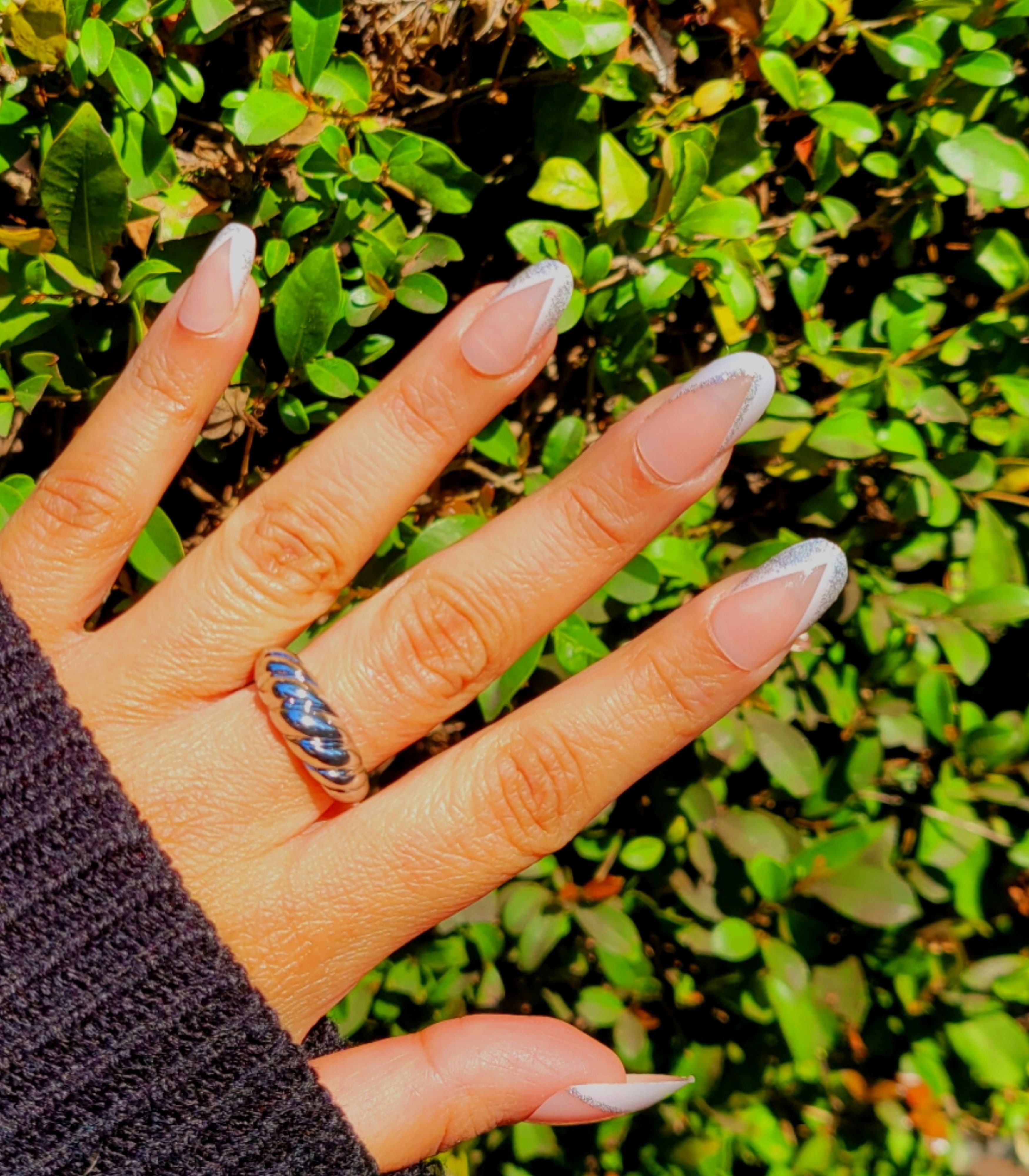 Silver croissant ring