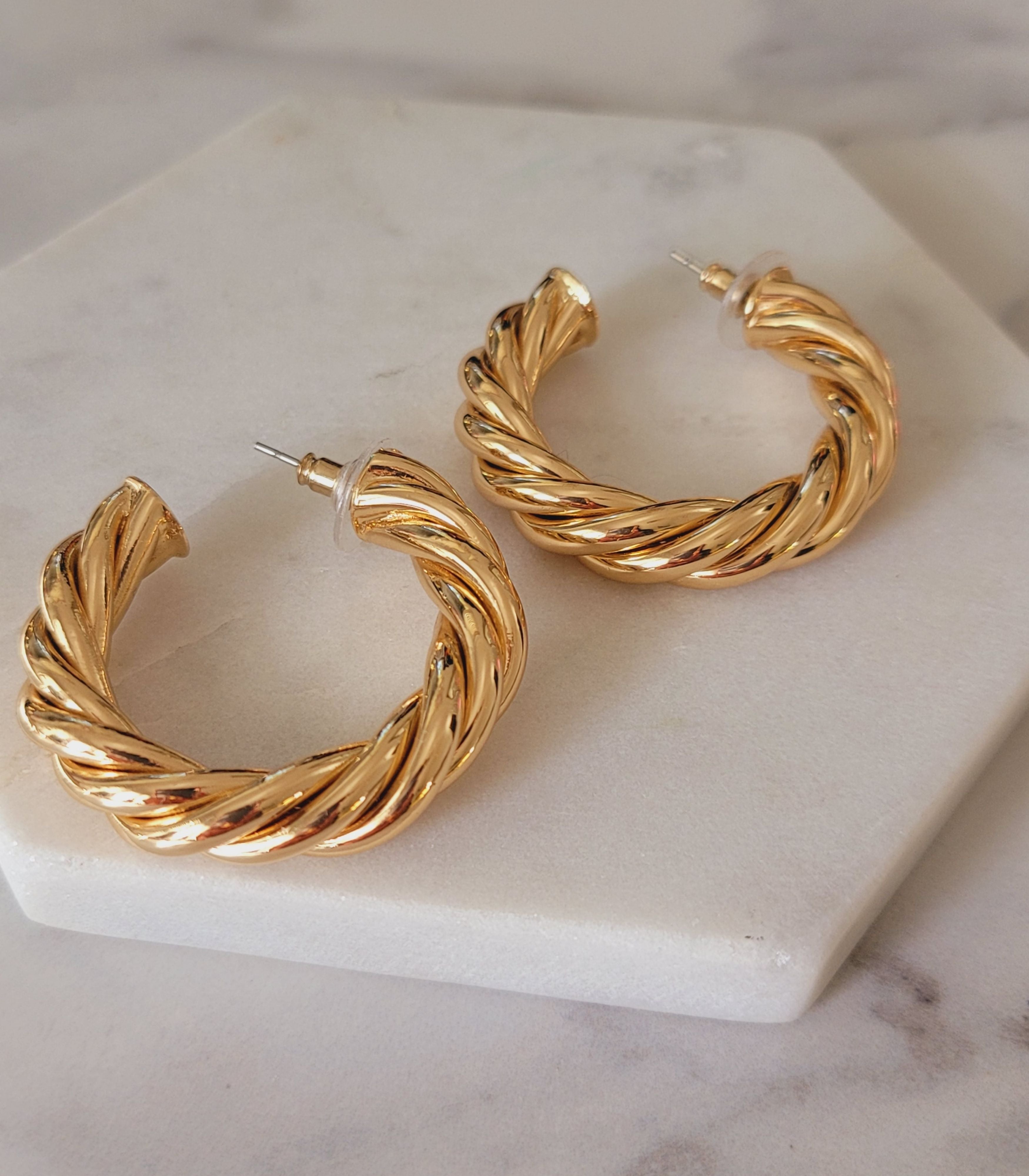 Holly hoops 14k gold filled croissant hoop earrings